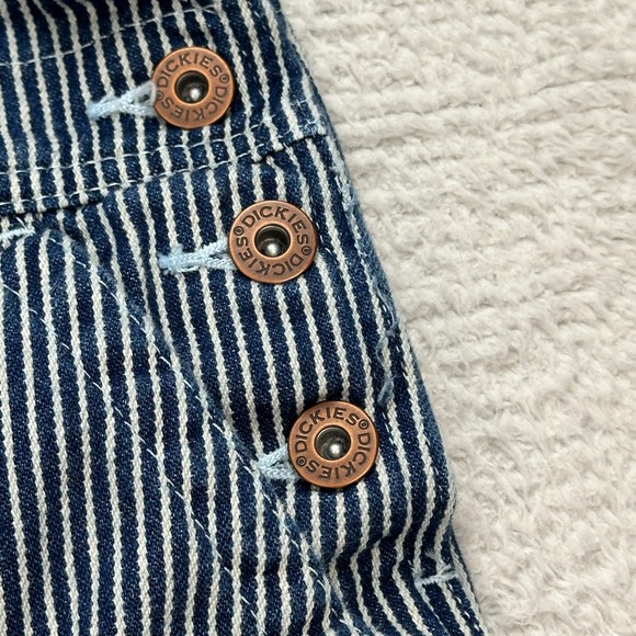 Dickies Hickory Striped Navy & White Bib Overalls size Small Womens/Unisex - Picture 4 of 16